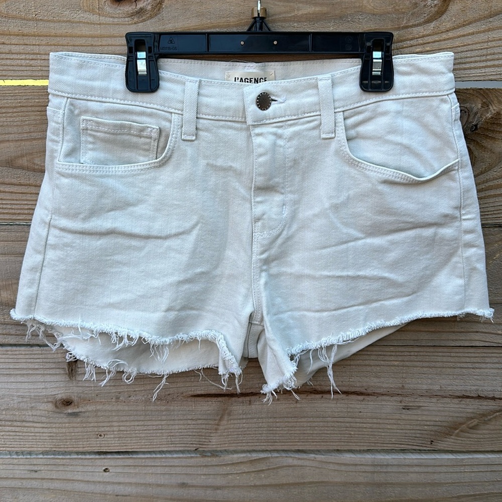 L'AGENCE Women's White Denim Cutoff Jean Shorts